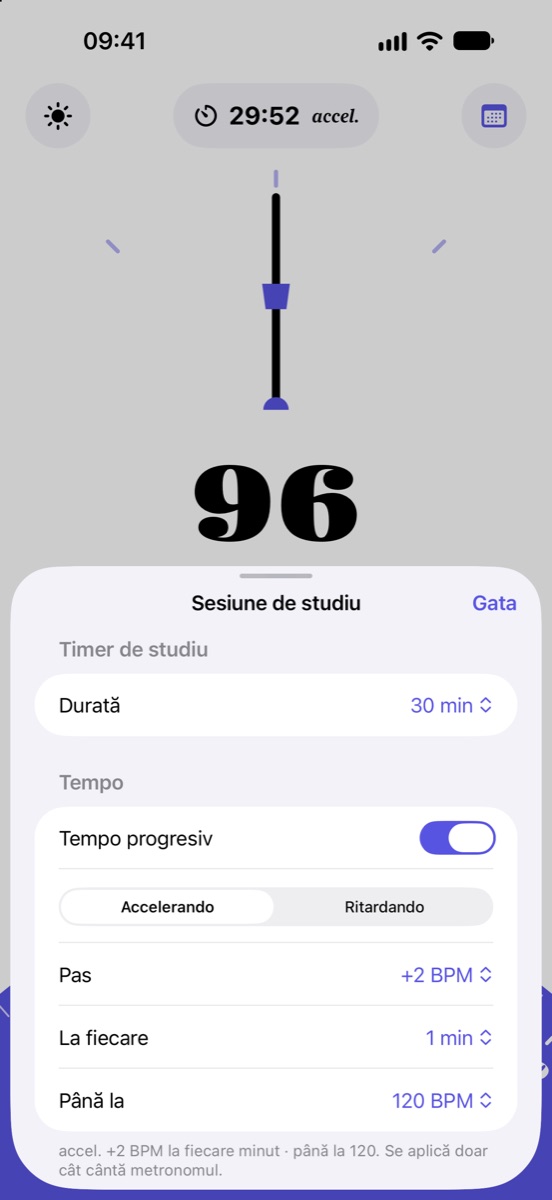 Sesiune de studiu de 30 de minute cu accelerando +2 BPM la fiecare minut